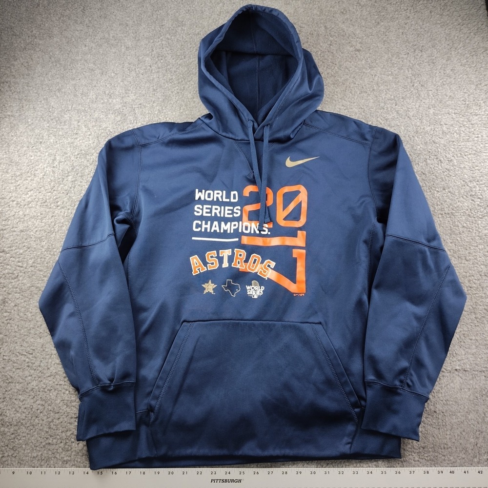 Nike Hoodie Mens XL MLB Houston Astros 2017 World Series Champions Navy Blue EUC